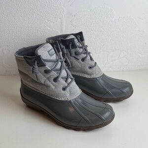 Sperry Women's Gray Waterproof Winter Rain Boots Side Zip Size 7